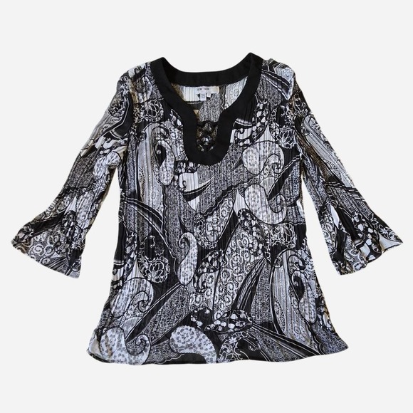 Other - VTG 90s, y2k black paisley beach cover up with bell sleeves / LG 12 / swim beach